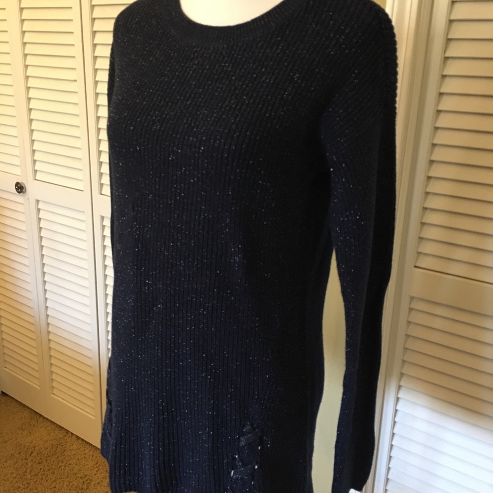 a.n.a. A New Approach Navy Blue Sparkle Sweater Tunic Size S - Picture 3 of 12
